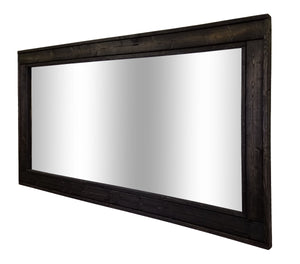 Herringbone Reclaimed Styled Wood Mirror, 5 Sizes & 20 Colors, Shown in Ebony