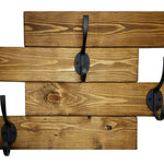 Cabin Wall Mounted Coat Rack - 20 Stain Colors, Shown in Provincial & Oiled Bronze Hooks