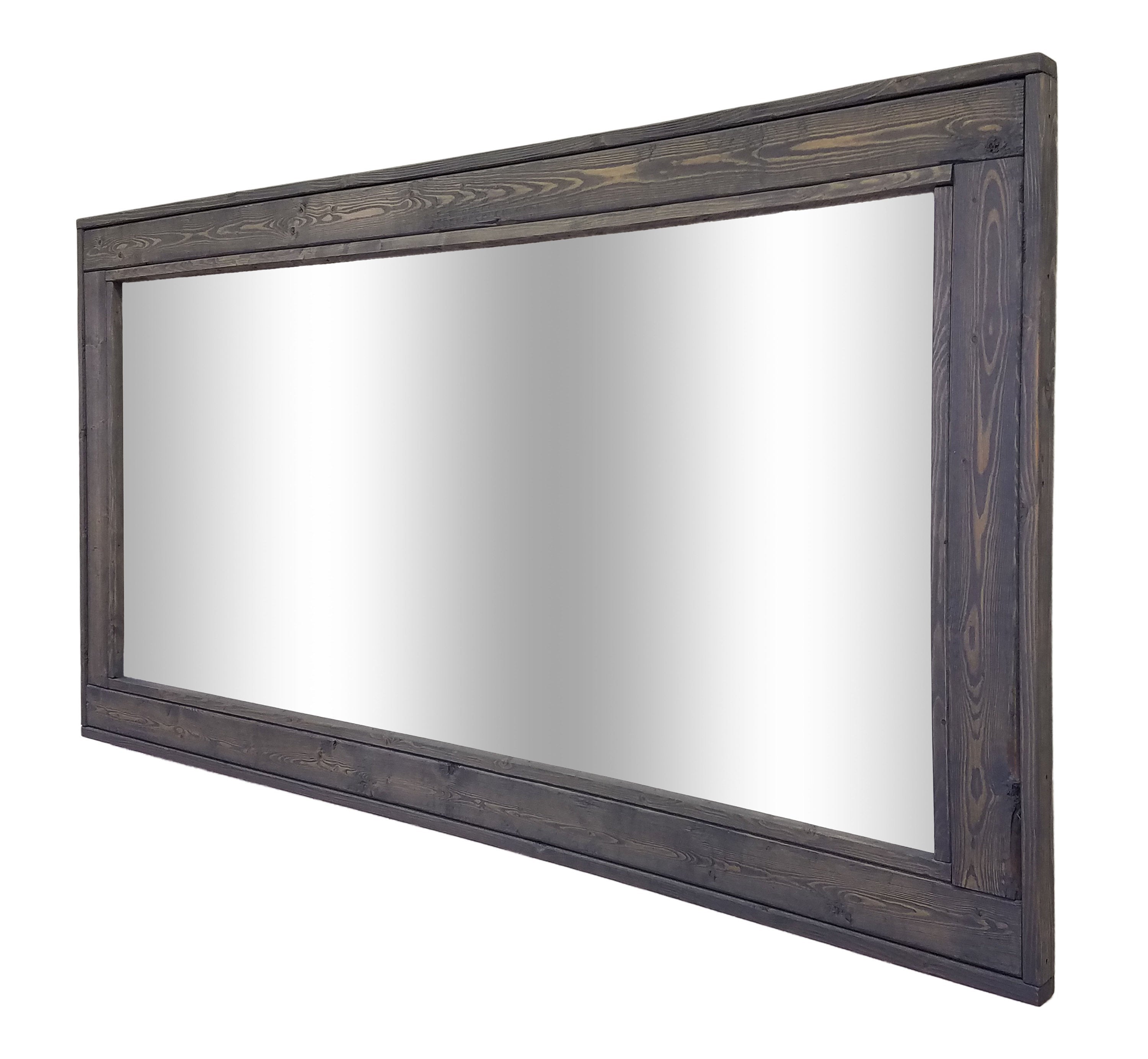 Herringbone Reclaimed Styled Wood Mirror, 5 Sizes & 20 Stain Colors, Shown in Classic Gray