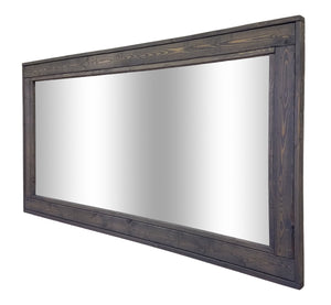 Herringbone Reclaimed Styled Wood Mirror, 5 Sizes & 20 Stain Colors, Shown in Classic Gray