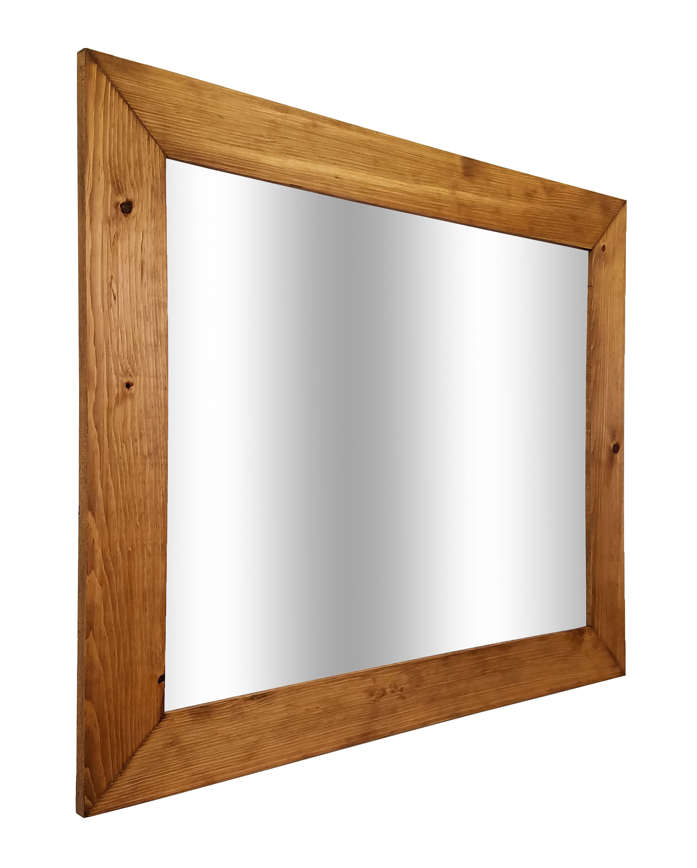 Shiplap Reclaimed Wood Mirror Shown in Early American, 4 Sizes & 20 Stains - Renewed Decor & Storage