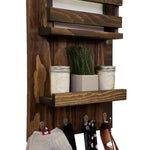 Harvest Rustic Large Vertical Mail Organizer, Shown in Dark Walnut with Nickel Hooks