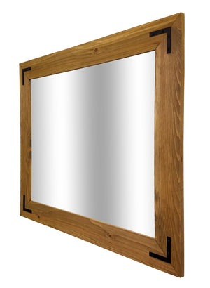 Accent Bracket Shiplap Rustic Framed Wall Mirror, 20 Colors, Shown in Driftwood & Custom Sizes 