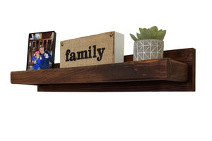 Herringbone Rustic Floating Wall Shelf, 10 Sizes & 20 Colors, Shown in Special Walnut
