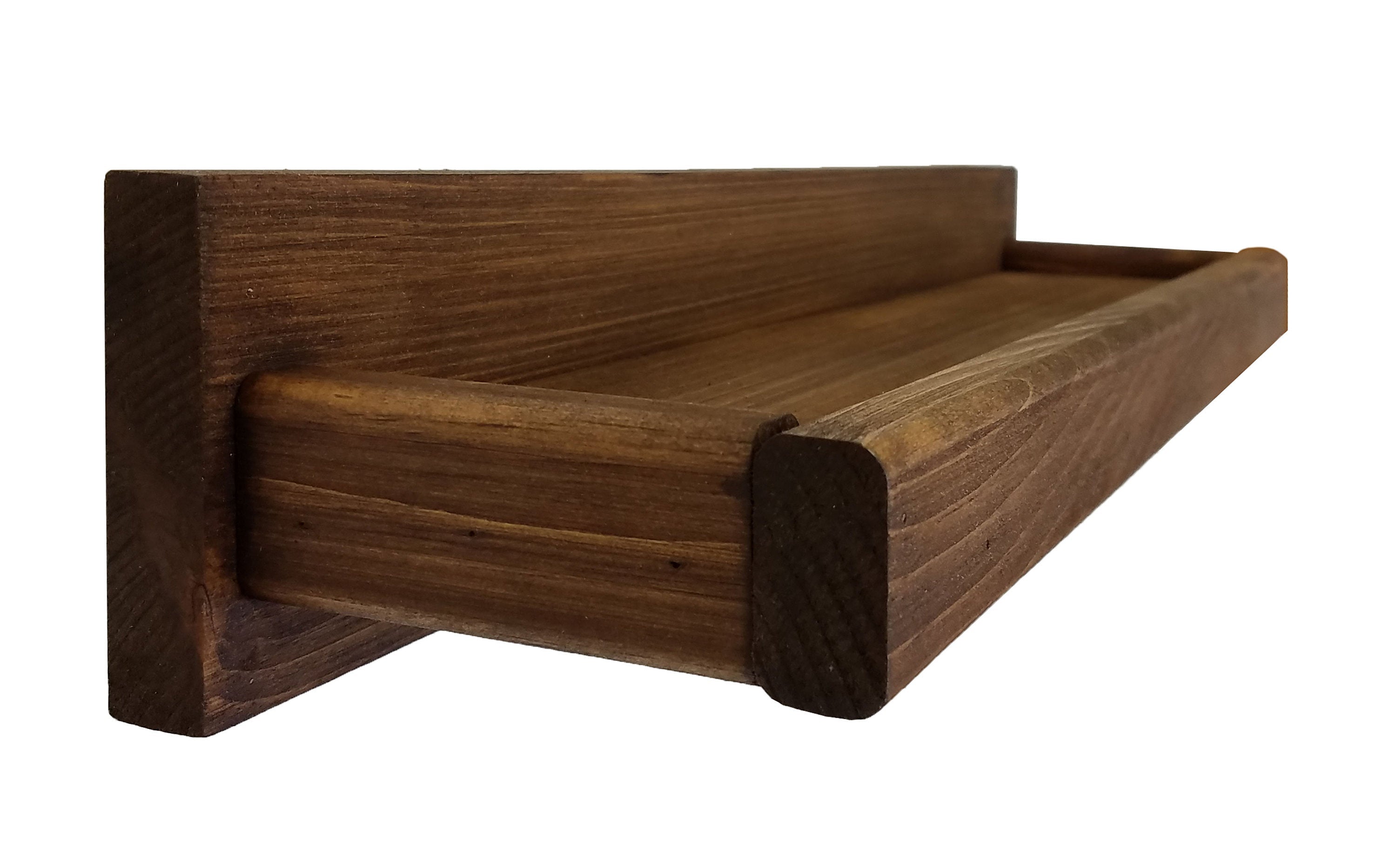 Herringbone Floating Wall Shelf, 20 Stain Colors - Renewed Decor & Storage