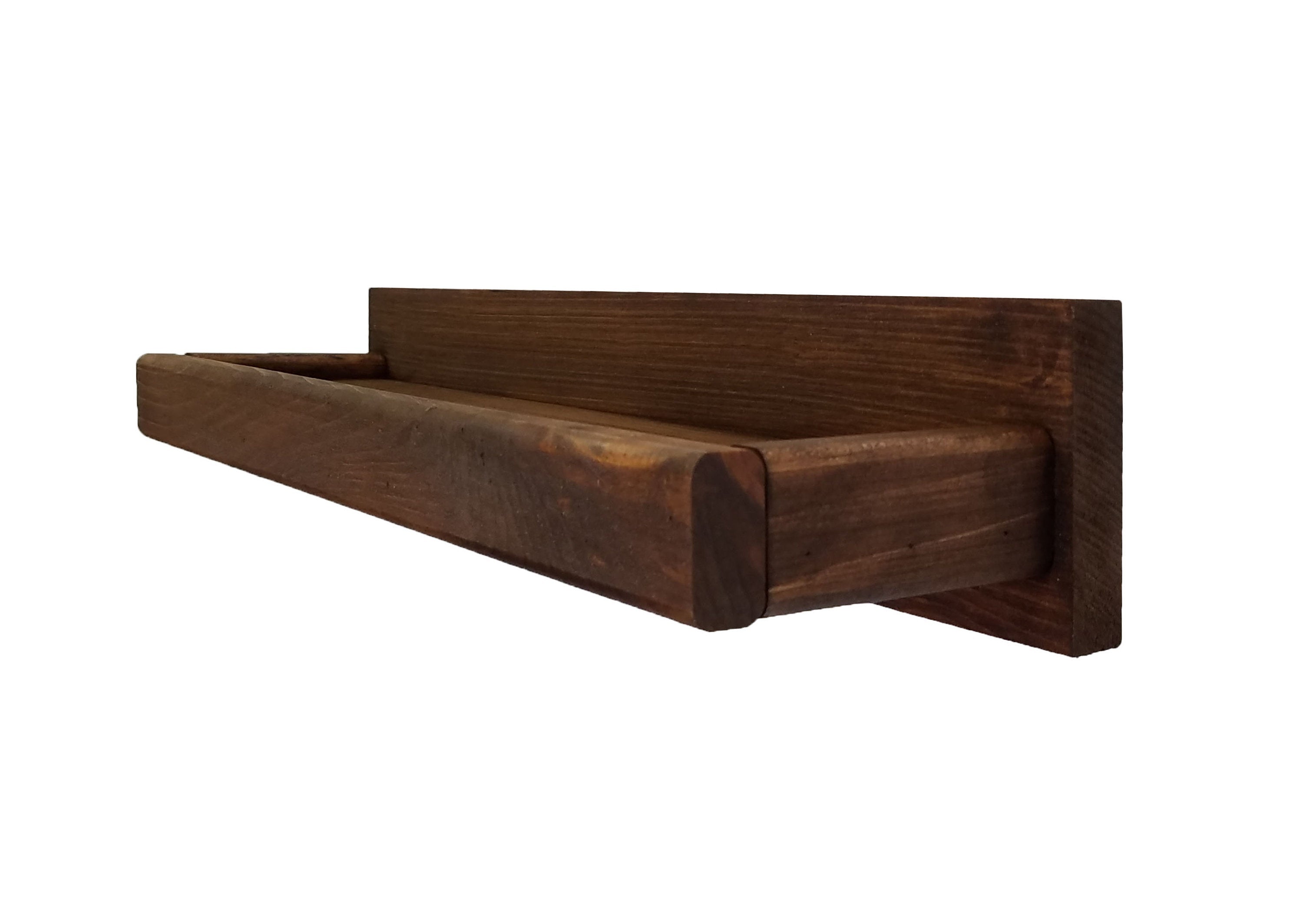 Herringbone Rustic Floating Wall Shelf, 10 Sizes & 20 Colors, Shown in Special Walnut