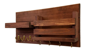 Restyled Farmhouse Mail Organizer with Hooks, Entryway Organizer, Key Holder for Wall, Wall Shelf - Renewed Decor & Storage