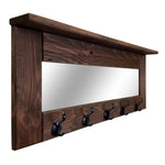 Oxford Farmhouse Wall Hook Coat Rack with Mirror & Shelf, Towel Hook, Purse Hook, Rustic Hook, Key Hooks - Renewed Decor & Storage