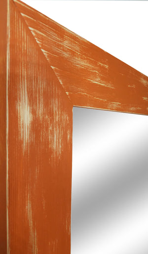 Shiplap Rustic Framed Wall Mirror, 20 Paint Colors, Shown in Burnt Orange, Handmade in the USA