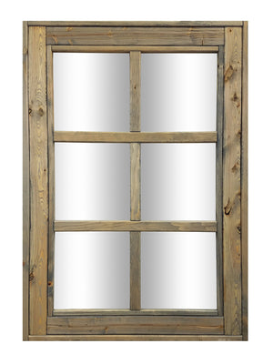 6 Pane Herringbone Rustic Wall Mirror, 2 Sizes & 20 Colors, Shown in Weathered Oak