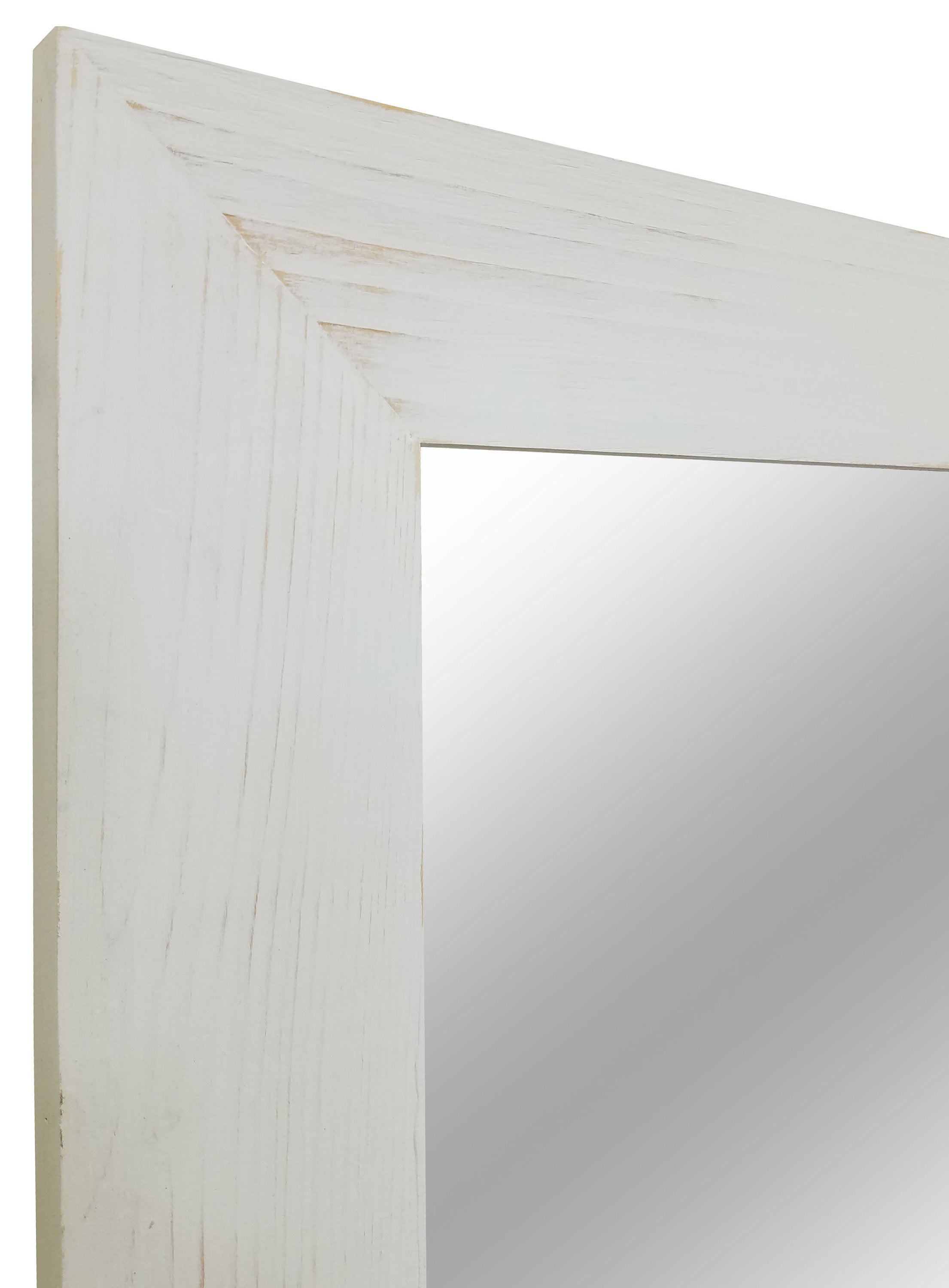 Shiplap Rustic Framed Wall Mirror, 20 Paint Colors, Shown in Antique White, Handmade in the USA