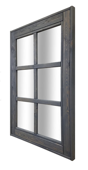 6 Pane Herringbone Rustic Wall Mirror, 2 Sizes & 20 Colors, Shown in Classic Gray