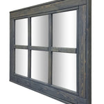 6 Pane Herringbone Rustic Wall Mirror, 2 Sizes & 20 Colors, Shown in Classic Gray