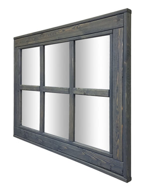 6 Pane Herringbone Rustic Wall Mirror, 2 Sizes & 20 Colors, Shown in Classic Gray