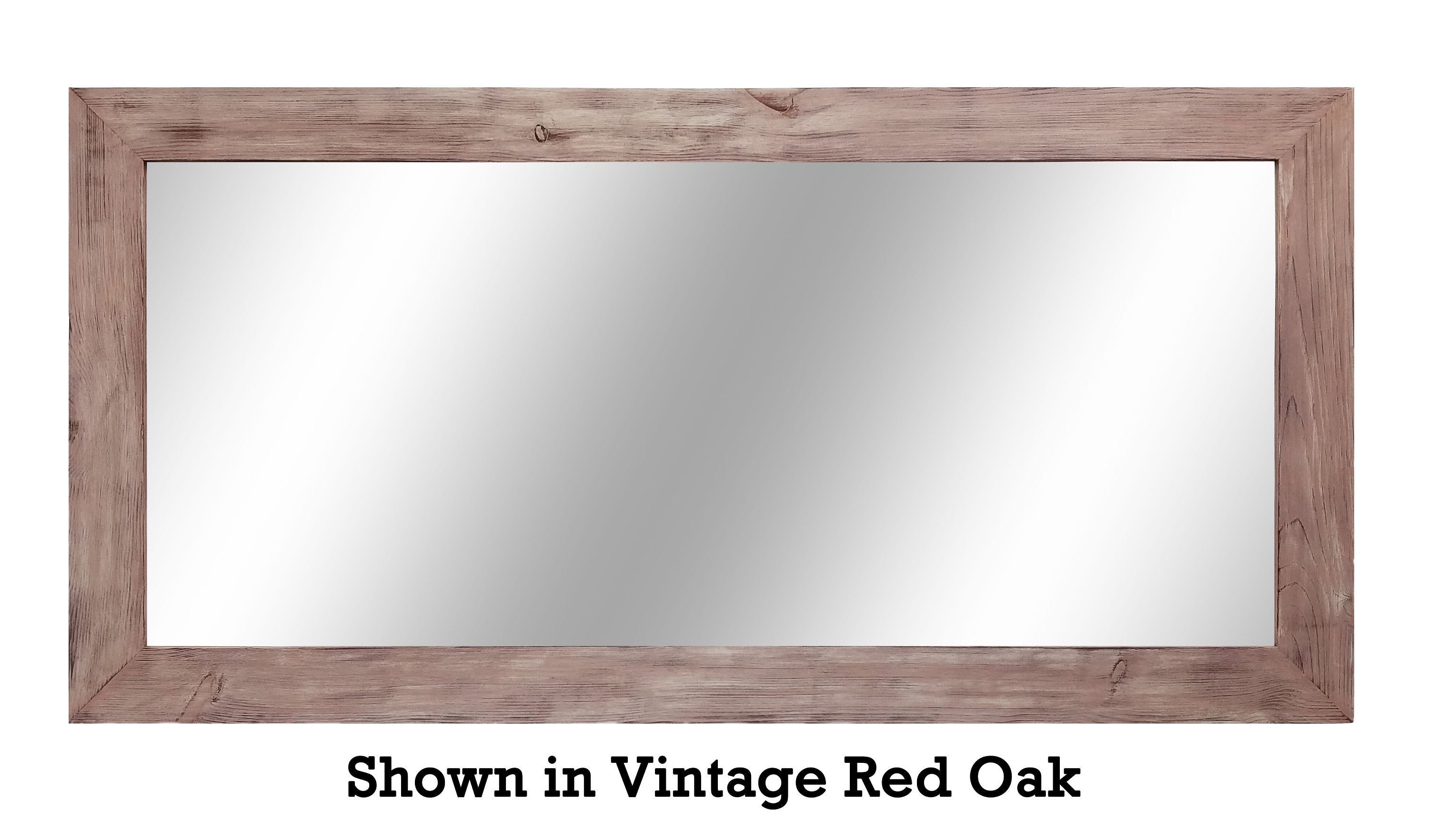 Accent Bracket Shiplap Rustic Framed Wall Mirror, 2 Colors, Shown in Vintage Red Oak & Custom Sizes 