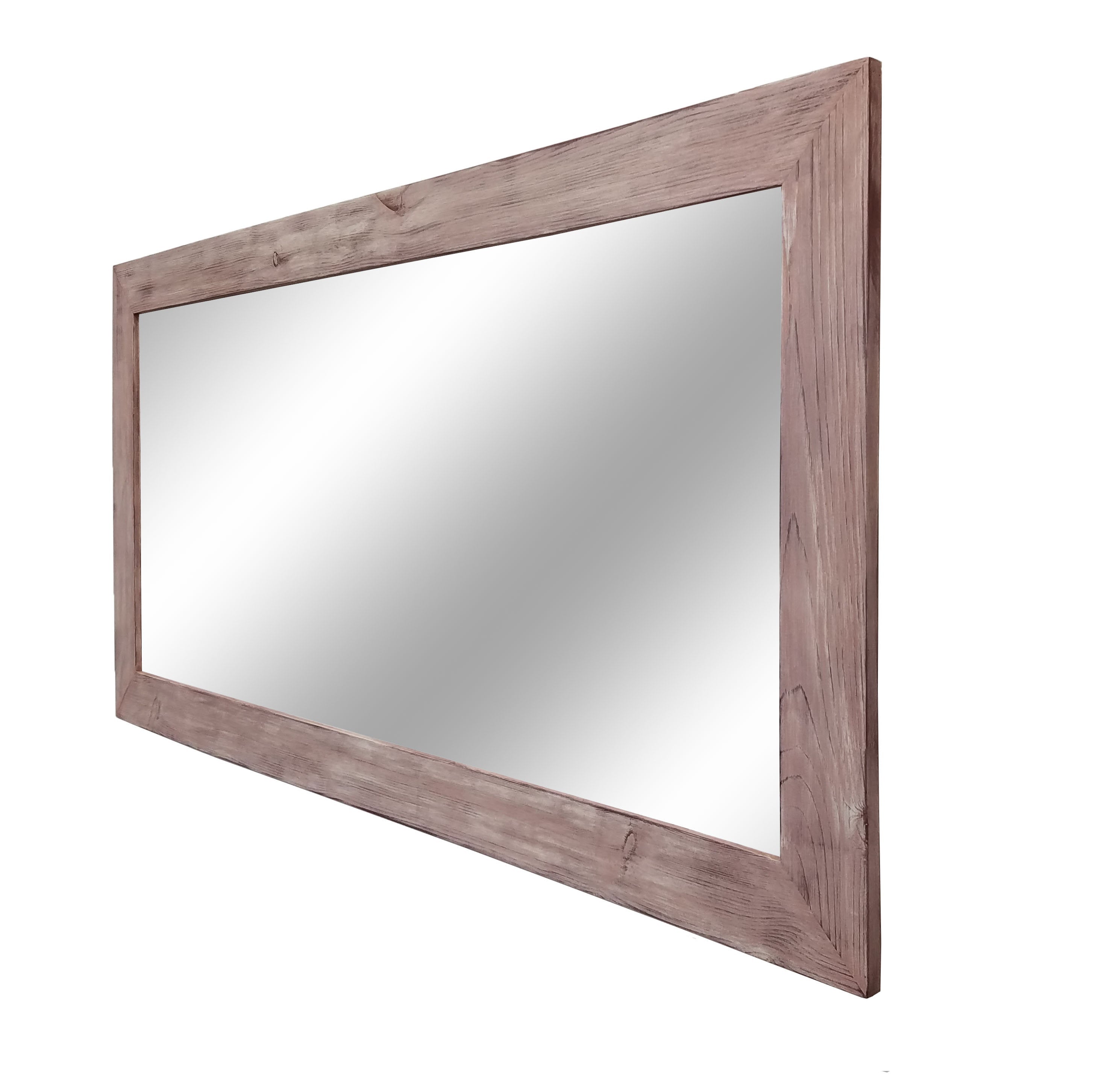 Accent Bracket Shiplap Rustic Framed Wall Mirror, 2 Colors, Shown in Vintage Red Oak & Custom Sizes 