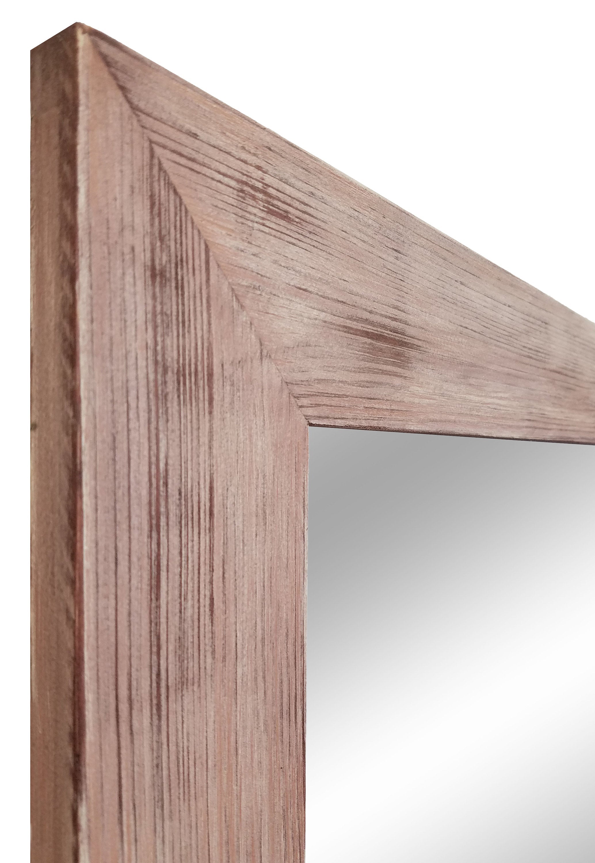 Accent Bracket Shiplap Rustic Framed Wall Mirror, 2 Colors, Shown in Vintage Red Oak & Custom Sizes 