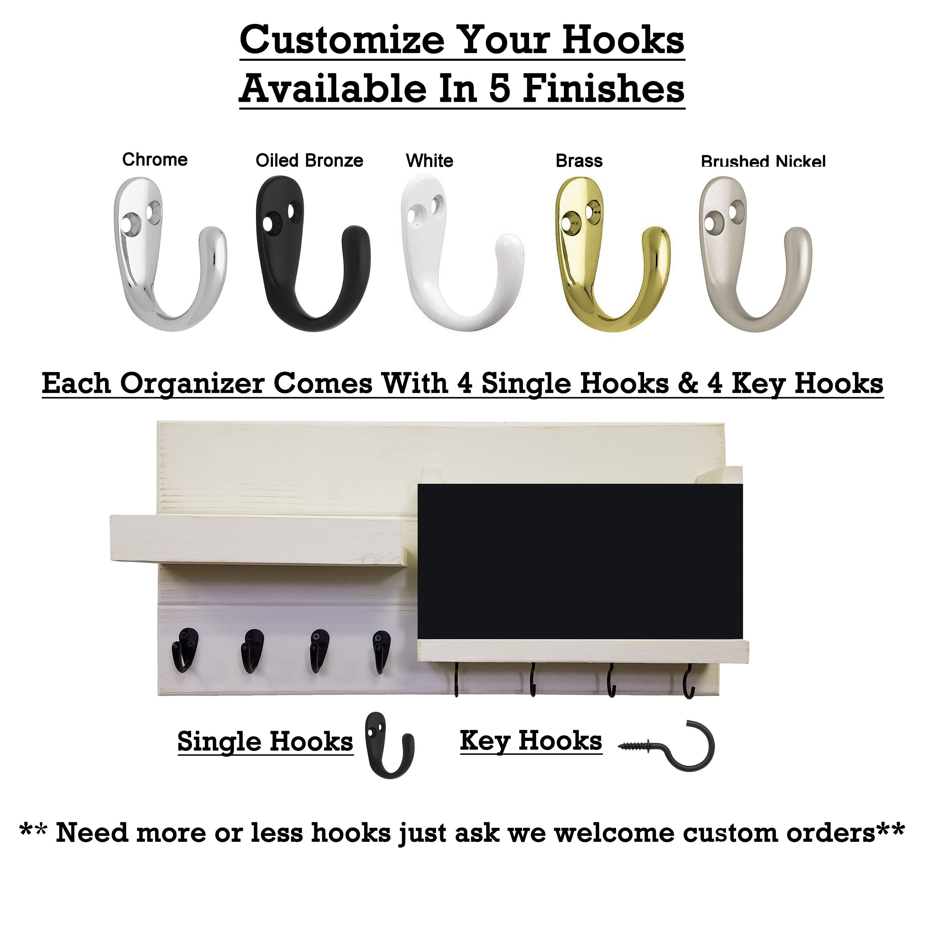 Restyled Memo Chalkboard Farmhouse Mail Organizer with Hooks, Entryway Organizer - Renewed Decor & Storage