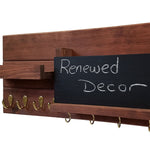 Restyled Memo Chalkboard Farmhouse Mail Organizer with Hooks, Entryway Organizer - Renewed Decor & Storage