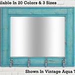 Boat House Row Mirror with Boat Cleats, 33 Stain Colors, Shown in Vintage Aqua Teal