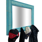 Boat House Row Mirror with Boat Cleats, 33 Stain Colors, Shown in Vintage Aqua Teal