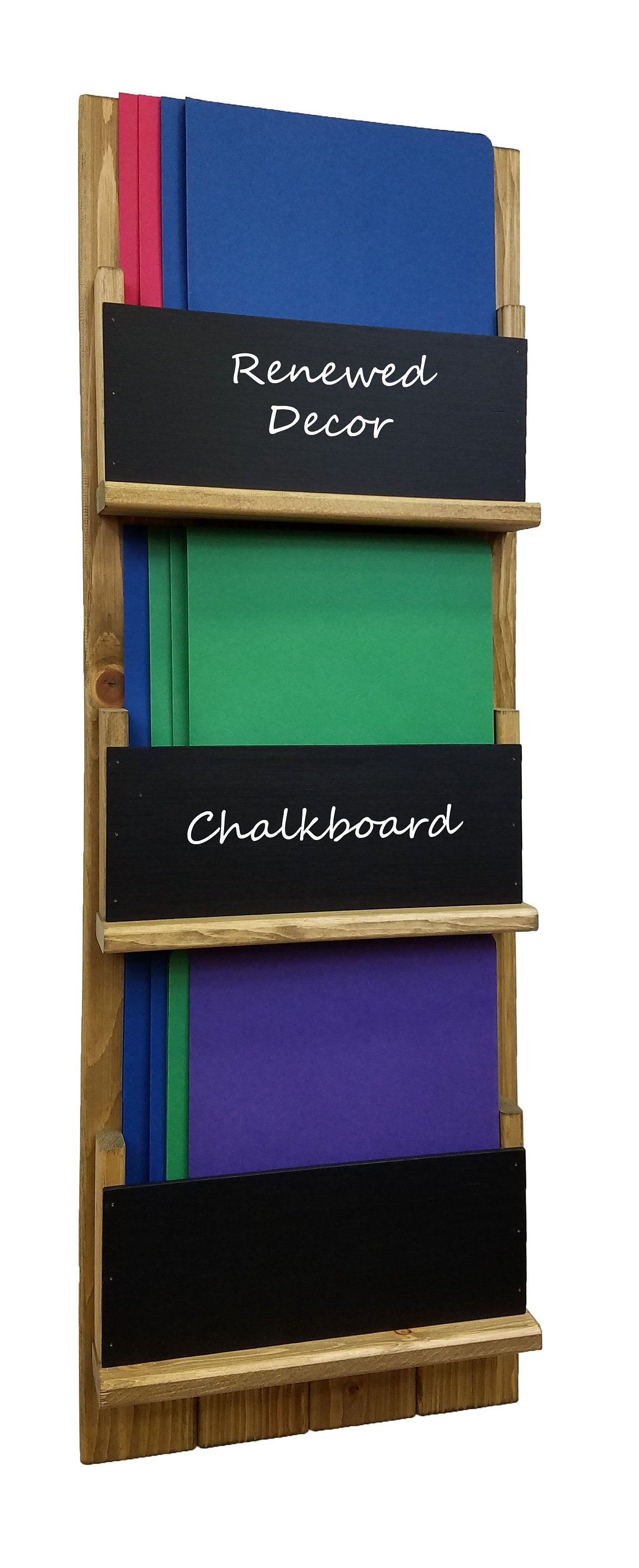 Chalkboard Front Horsham Magazine and Folder Organizer, 20 Stain Colors, Shown in Driftwood