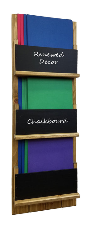 Chalkboard Front Horsham Magazine and Folder Organizer, 20 Stain Colors, Shown in Driftwood