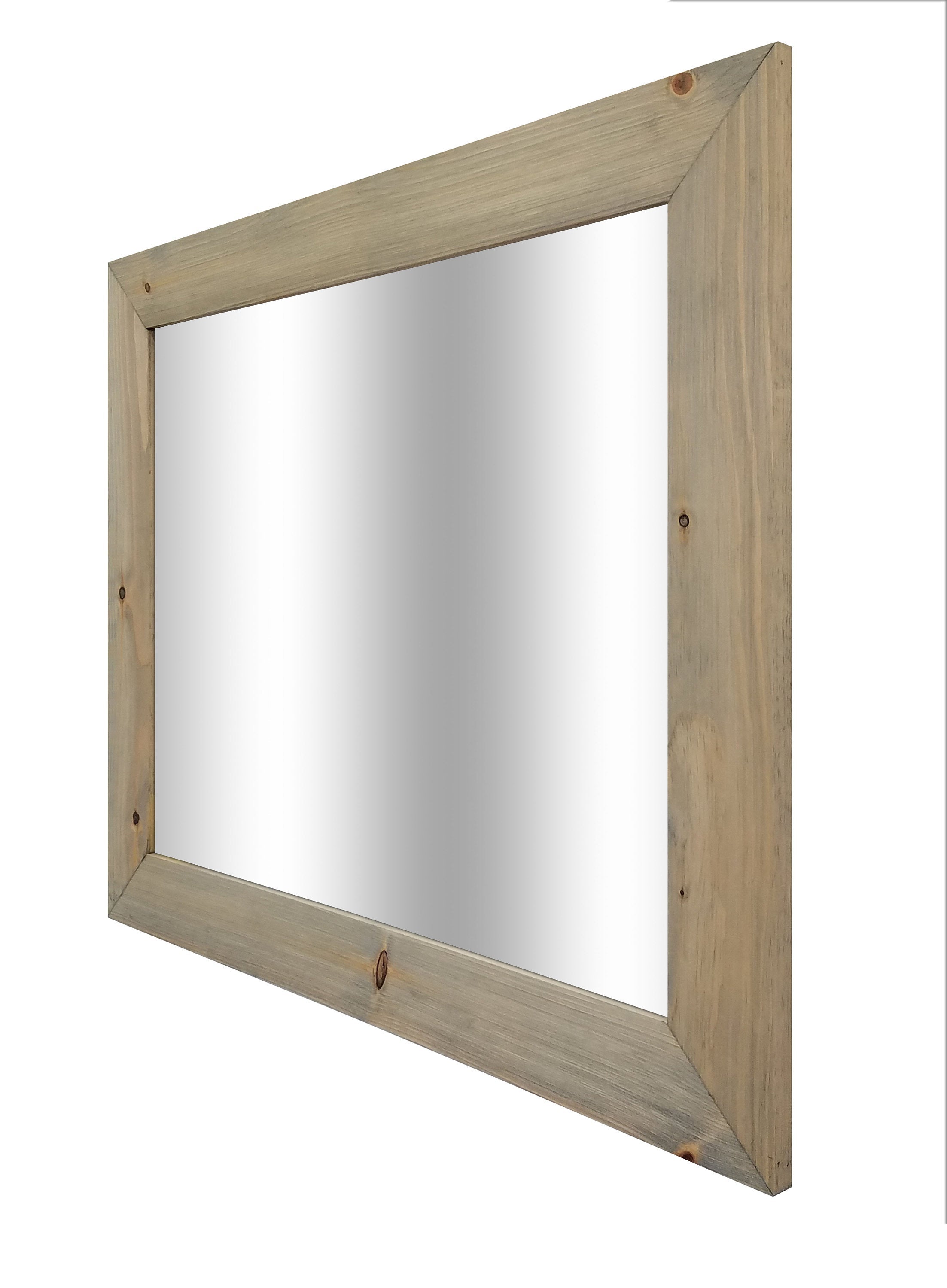 Shiplap Reclaimed Wood Mirror Shown in Weathered Oak, 4 Sizes & 20 Stains - Renewed Decor & Storage