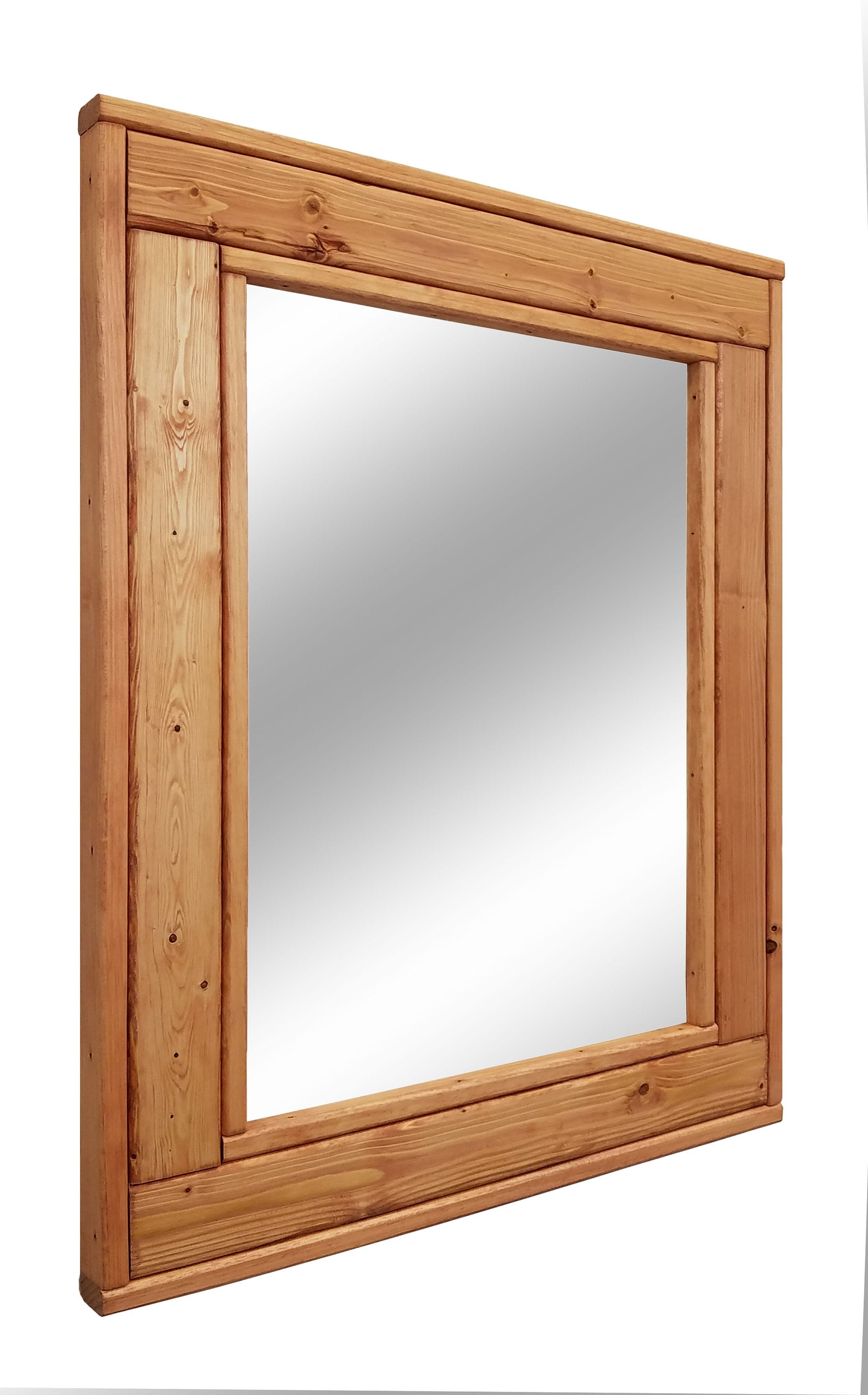Herringbone Reclaimed Styled Wood Mirror, 20 Stain Colors & Custom Sizes, Shown in Ipswich Pine