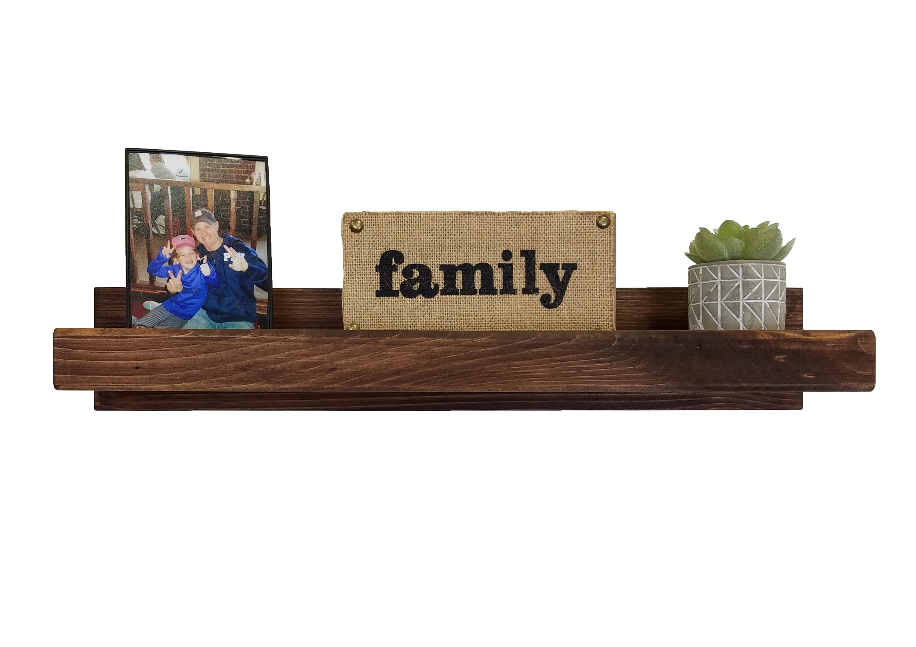 Herringbone Rustic Floating Wall Shelf, 10 Sizes & 20 Colors, Shown in Special Walnut