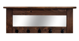 Oxford Farmhouse Wall Hook Coat Rack with Mirror & Shelf, Towel Hook, Purse Hook, Rustic Hook, Key Hooks - Renewed Decor & Storage