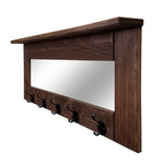 Oxford Farmhouse Wall Hook Coat Rack with Mirror & Shelf, Towel Hook, Purse Hook, Rustic Hook, Key Hooks - Renewed Decor & Storage