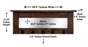 Oxford Farmhouse Wall Hook Coat Rack with Mirror & Shelf, Towel Hook, Purse Hook, Rustic Hook, Key Hooks - Renewed Decor & Storage