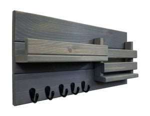 Classic Farmhouse Organizer, 20 Colors, 5 Hook Finishes - Shown Classic Gray & Oiled Bronze Hooks