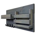 Classic Farmhouse Organizer, 20 Colors, 5 Hook Finishes - Shown Classic Gray & Oiled Bronze Hooks
