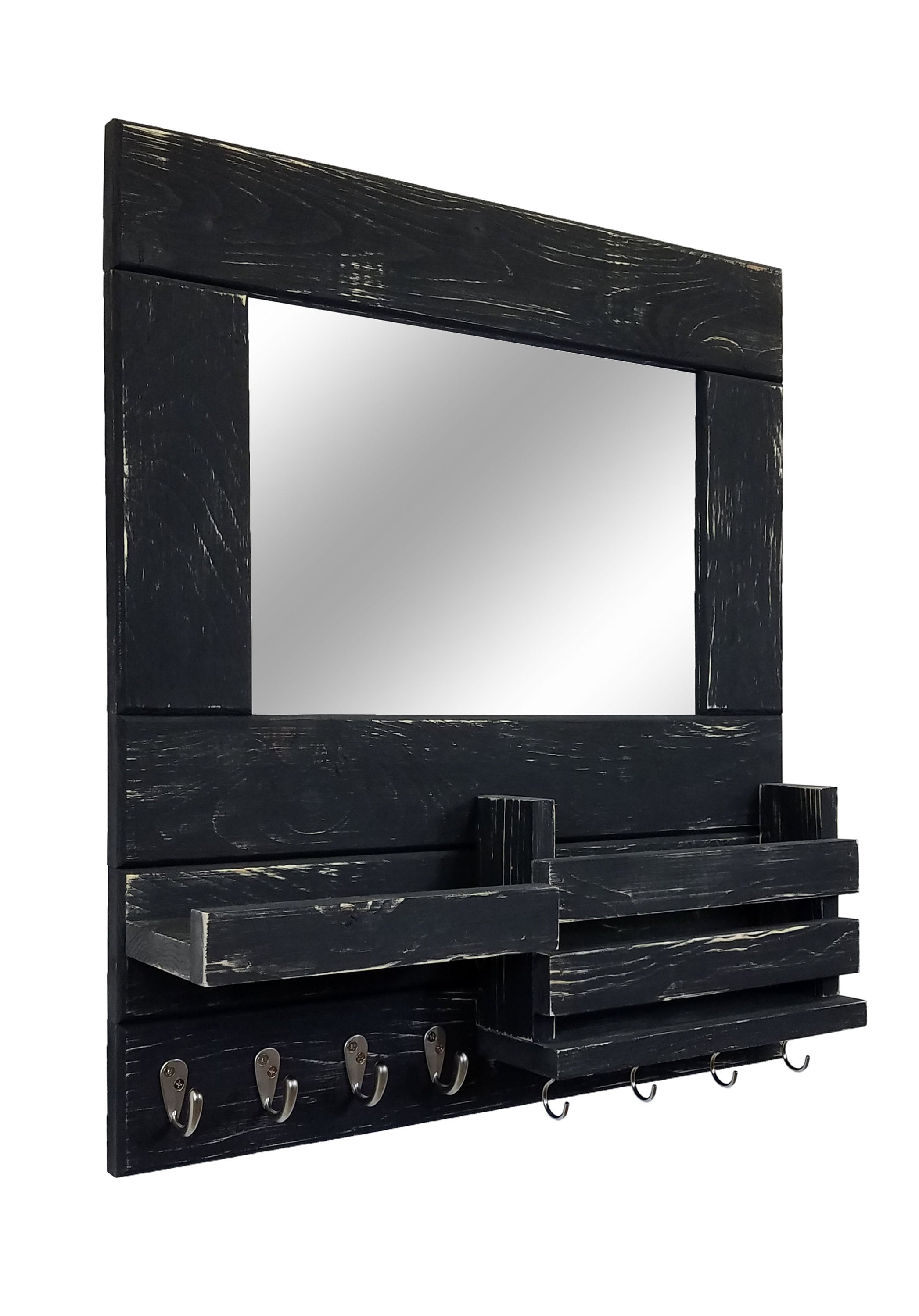 Bristol Organizer, Mirror, Mail Holder, Shelf with Hooks - 20 Paint Colors, Shown in Kettle Black