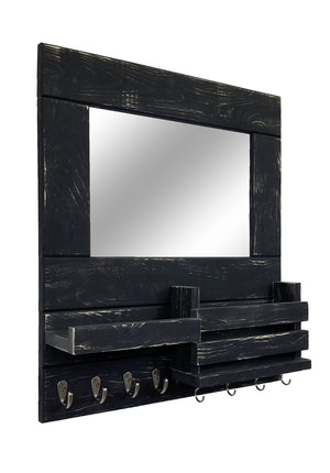 Bristol Organizer, Mirror, Mail Holder, Shelf with Hooks - 20 Paint Colors, Shown in Kettle Black
