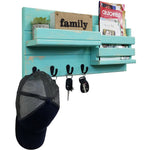 Classic Farmhouse Organizer, 20 Colors & 5 Hook Finishes, Shown in Sea Blue & Oiled Bronze Hooks
