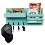 Classic Farmhouse Organizer, 20 Colors & 5 Hook Finishes, Shown in Sea Blue & Oiled Bronze Hooks