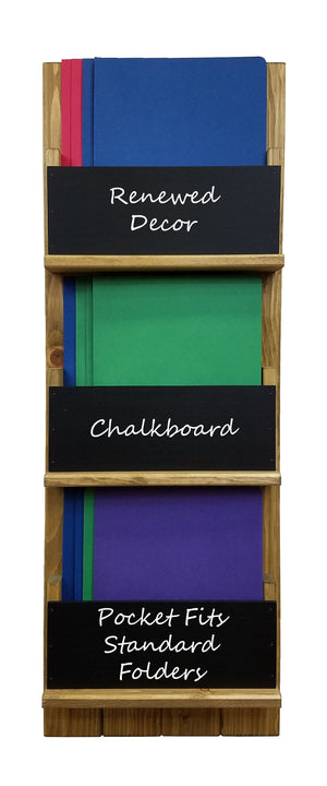 Chalkboard Front Horsham Magazine and Folder Organizer, 20 Stain Colors, Shown in Driftwood