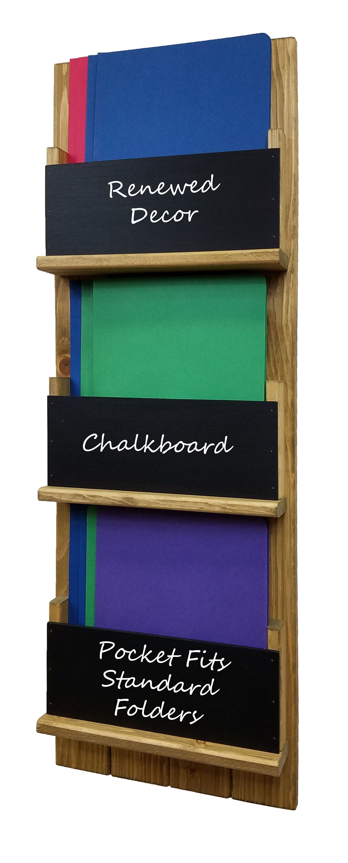 Chalkboard Front Horsham Magazine and Folder Organizer, 20 Stain Colors, Shown in Driftwood