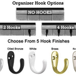 Chalkboard Front Horsham Organizer Hooks, Oiled Bronze, Nickel, Chrome, Brass, White
