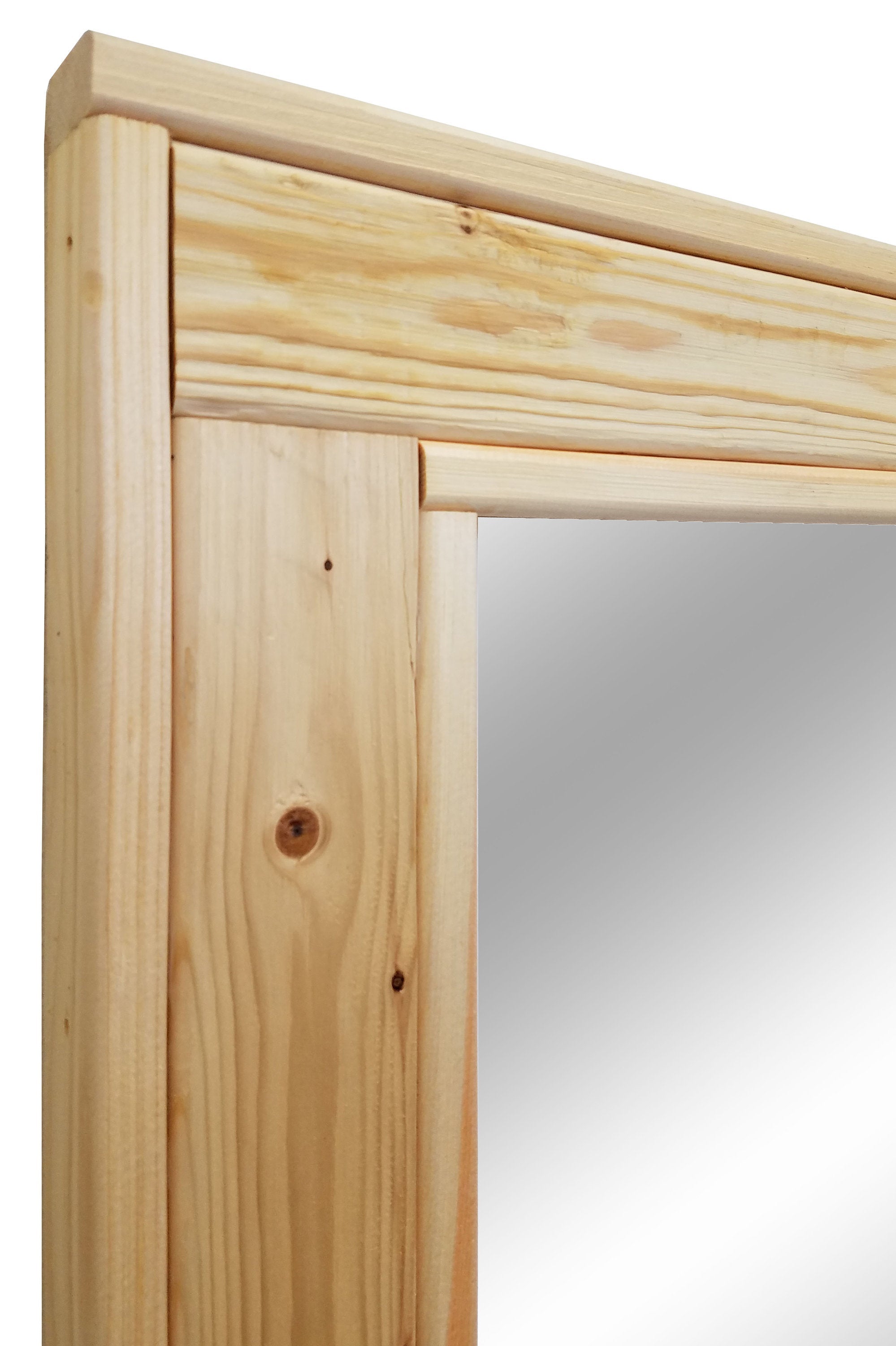 Herringbone Reclaimed Styled Wood Mirror, 20 Stain Colors & Custom Sizes, Shown in New Natural