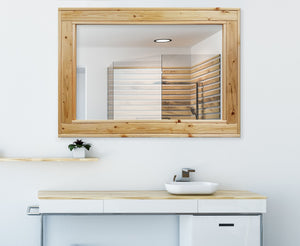 Herringbone Reclaimed Wood Framed Mirror, Shown in New Natural