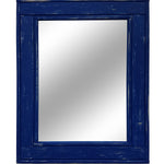 Herringbone Rustic Reclaimed Wood Wall Mirror, 5 Sizes & 20 Colors, Shown in True Blue