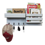 Classic Farmhouse Rustic Wall Organizer - 20 Paint Colors, Shown in Light French Gray, Chrome Hooks