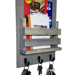 Sydney Slat Front, Mail Holder Organizer and Key Holder, Available with up to 3 Single Key Hooks – 20 Custom Colors: Shown in Classic Gray - Renewed Decor & Storage