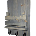 Sydney Slat Front, Mail Holder Organizer and Key Holder, Available with up to 3 Single Key Hooks – 20 Custom Colors: Shown in Classic Gray - Renewed Decor & Storage