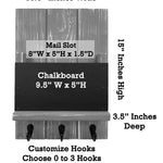 Sydney Mail Slot with Chalkboard & Single Hooks Size