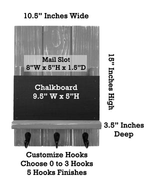 Sydney Mail Slot with Chalkboard & Single Hooks Size